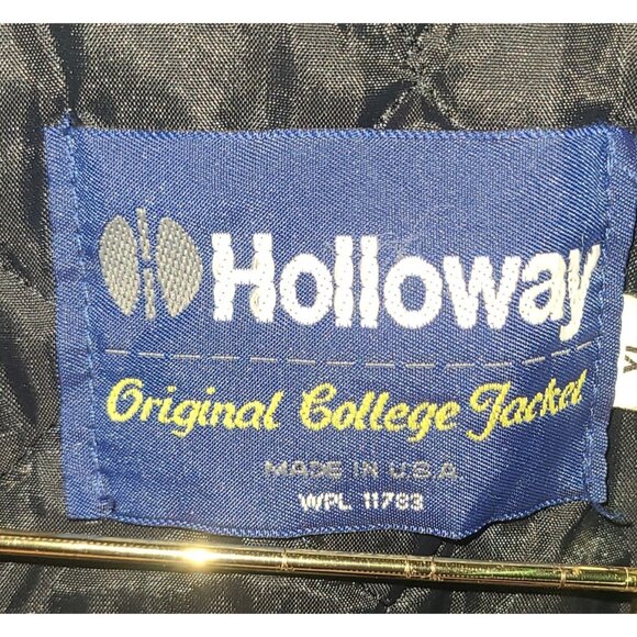 Holloway Varsity Letterman Jacket XL Wool/Leather Green White, Snaps - Picture 5 of 6